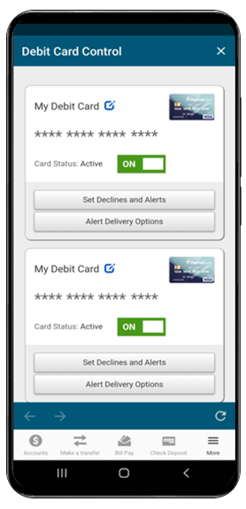 Debit Card Controls | CT NY Mobile Banking App | Patriot Bank